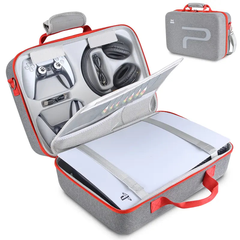 Hard Shell Carrying Case for PS5, Shockproof Travel Bag for Console & Accessories